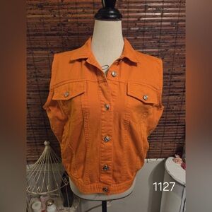 Orange Denim Vest
